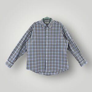 Southern Pines Plaid Shirt Mens XL Blue Brown Classic Fit Long Sleeve Casual